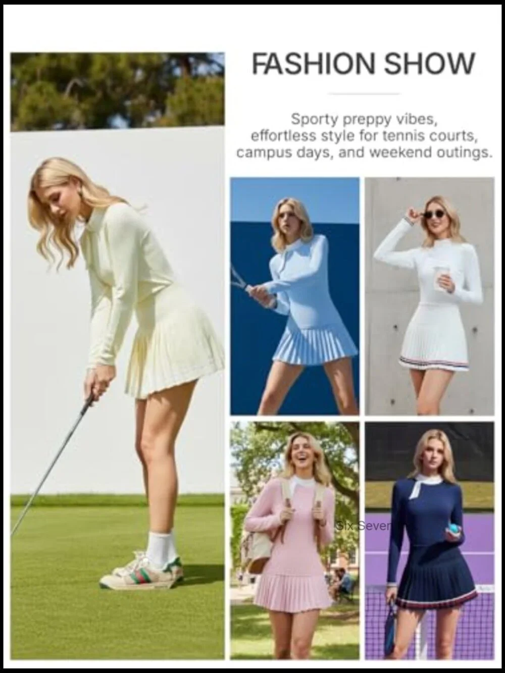 2 Piece Tennis Skirt Set - Zip Back Top & Pleated Skort with Pockets, Athletic